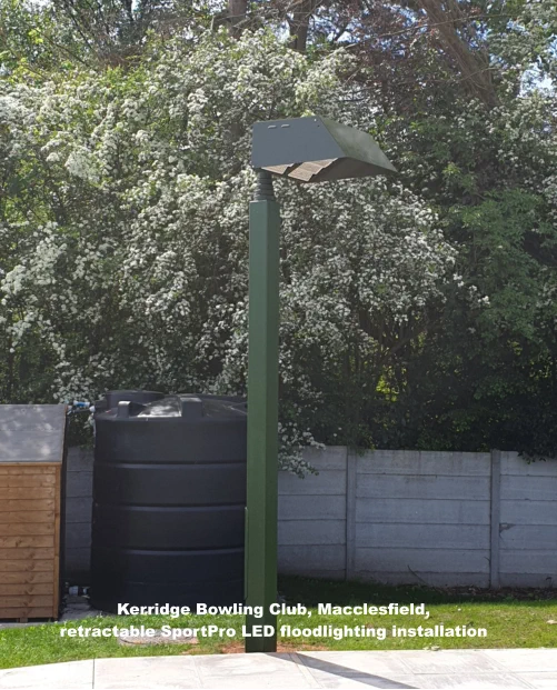 Kerridge Bowling Club, Cheshire, retractable LED floodlighting System