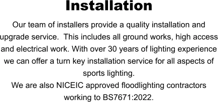 Sports Lighting installation contractors